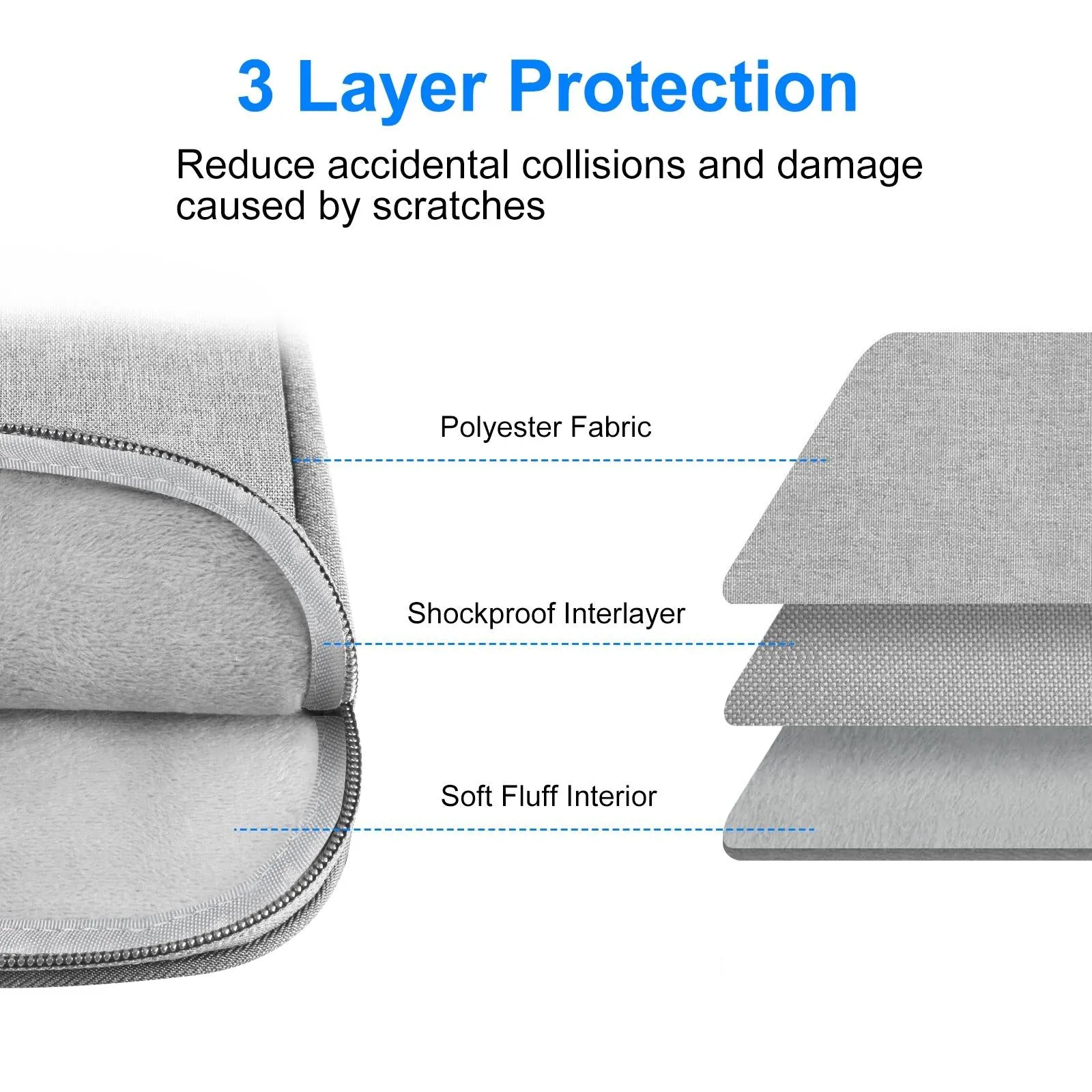 15-16.7 Inch Laptop Sleeve Briefcase With Zipper And Handle
