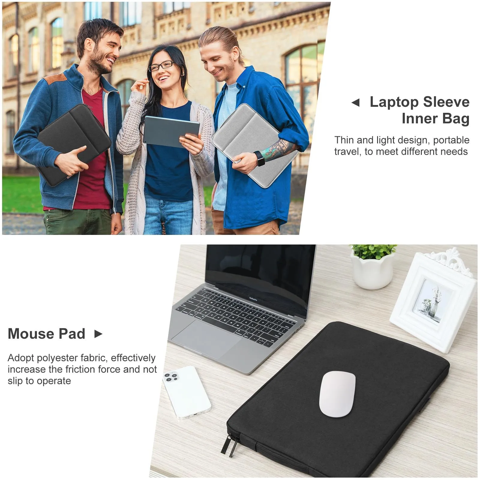 15-16.7 Inch Laptop Sleeve Briefcase With Zipper And Handle