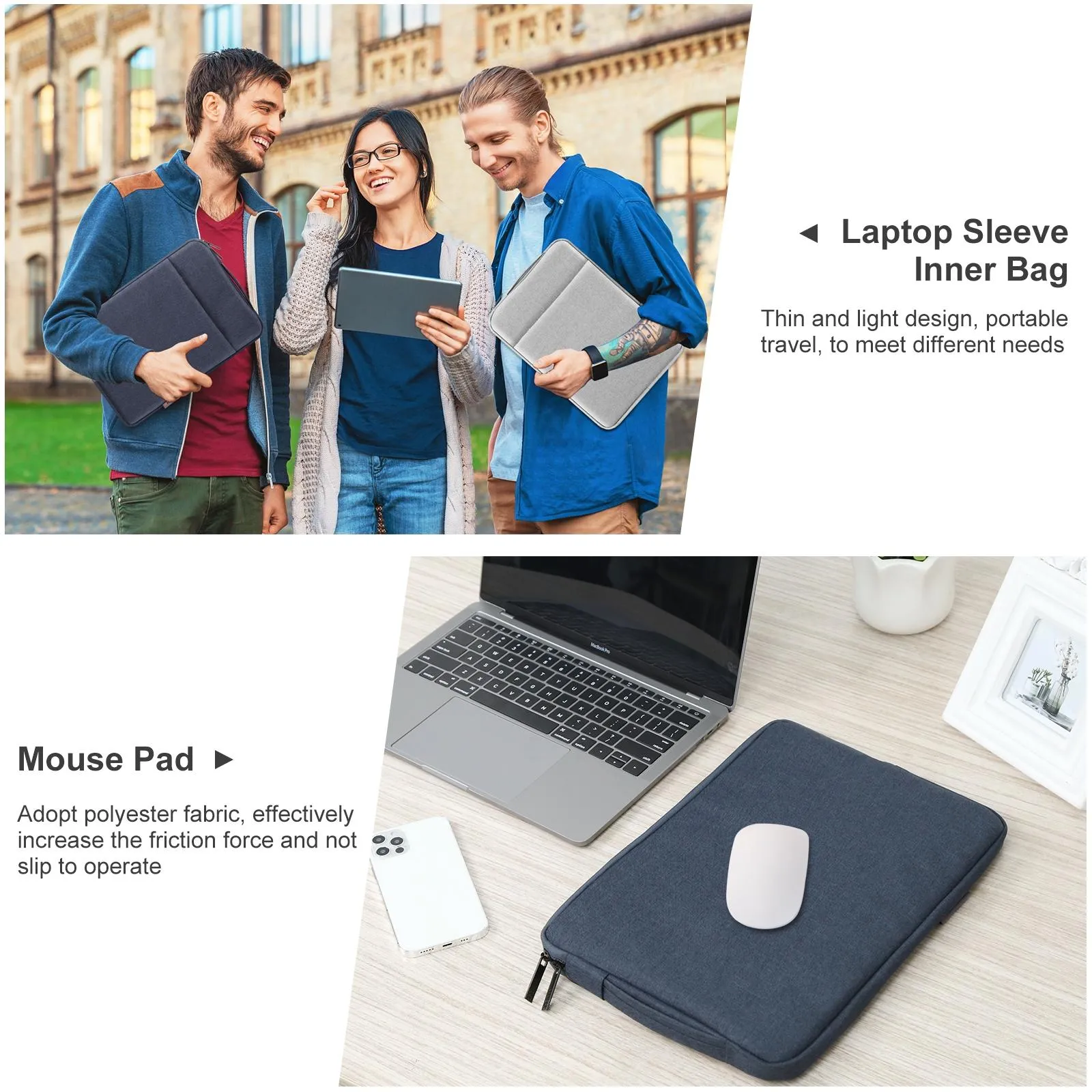 15-16.7 Inch Laptop Sleeve Briefcase With Zipper And Handle