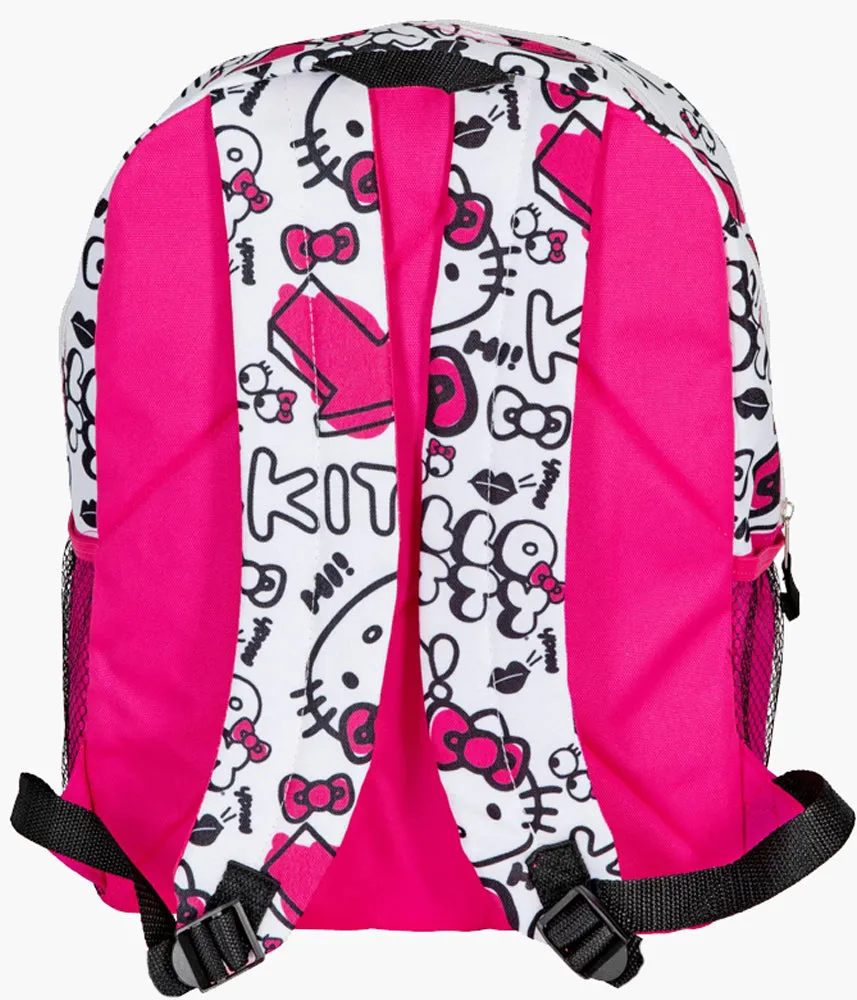 16" Hello Kitty Doodle Collage Backpacks - White   Black