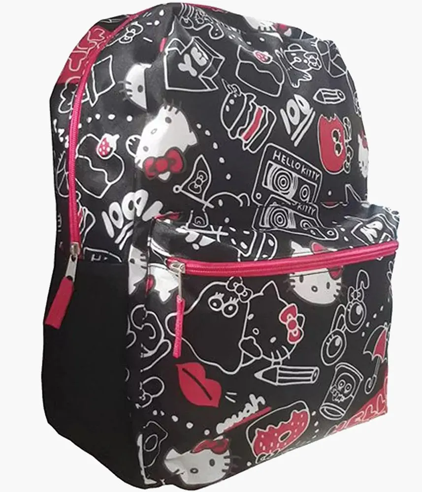16" Hello Kitty Doodle Collage Backpacks - White   Black