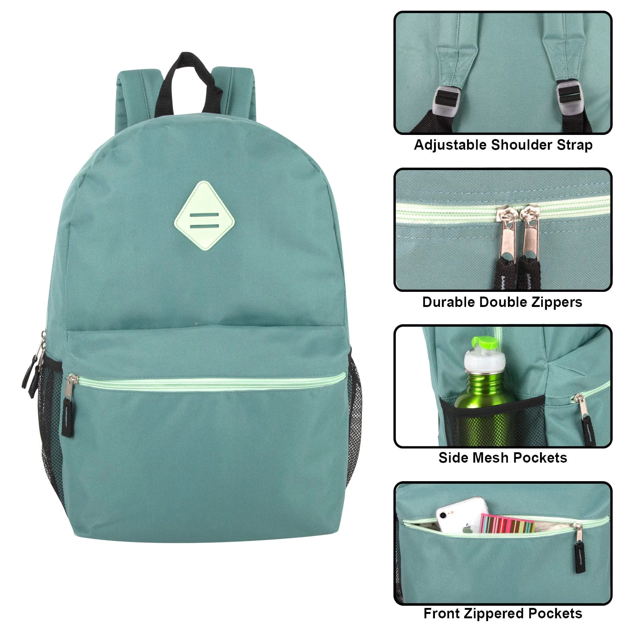 19 Inch Backpack With Side Mesh Pockets - Girls Colors