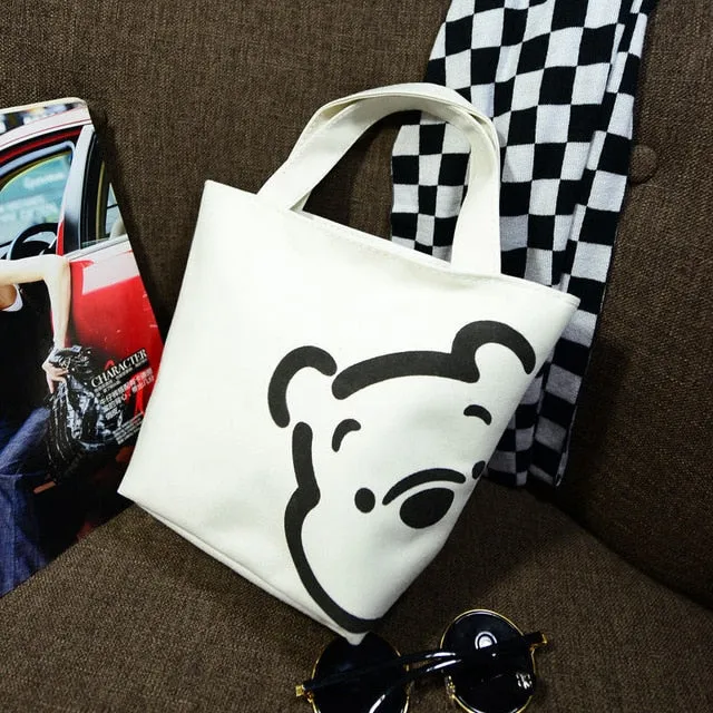 2019 new Disney fashion trend handbags casual small bag mickey mouse portable canvas bag handcuffs  bag lunch box bag