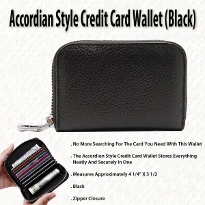 Accordion Credit Card Holder - Black, Compact and Functional
