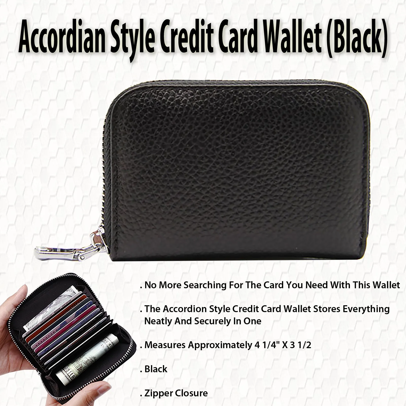 Accordion Credit Card Holder - Black, Compact and Functional