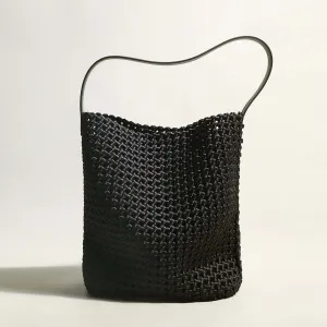 Avant-Garde Black Woven Tote Bag