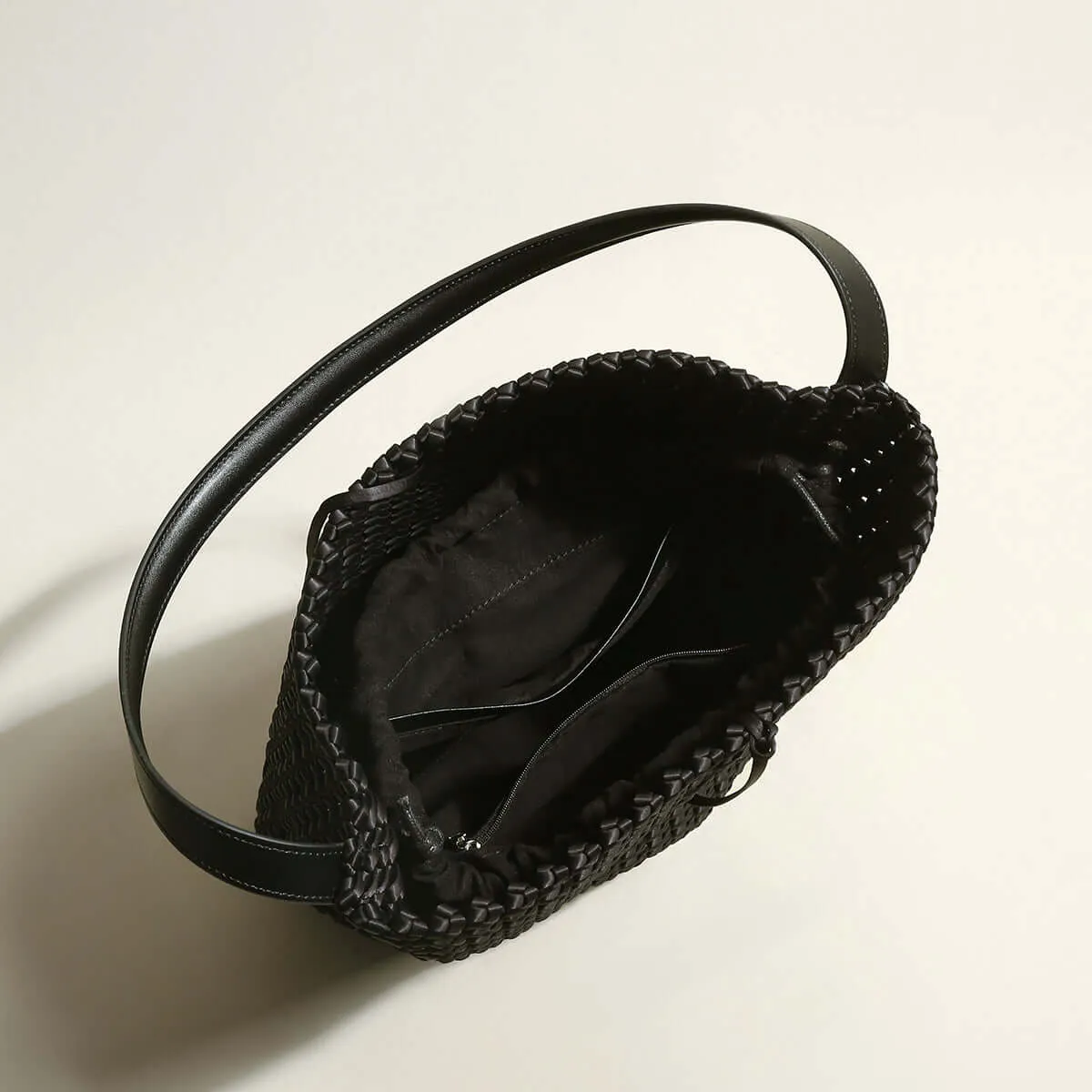 Avant-Garde Black Woven Tote Bag