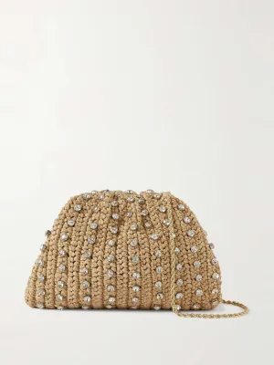 Bailey crystal-embellished raffia clutch bag