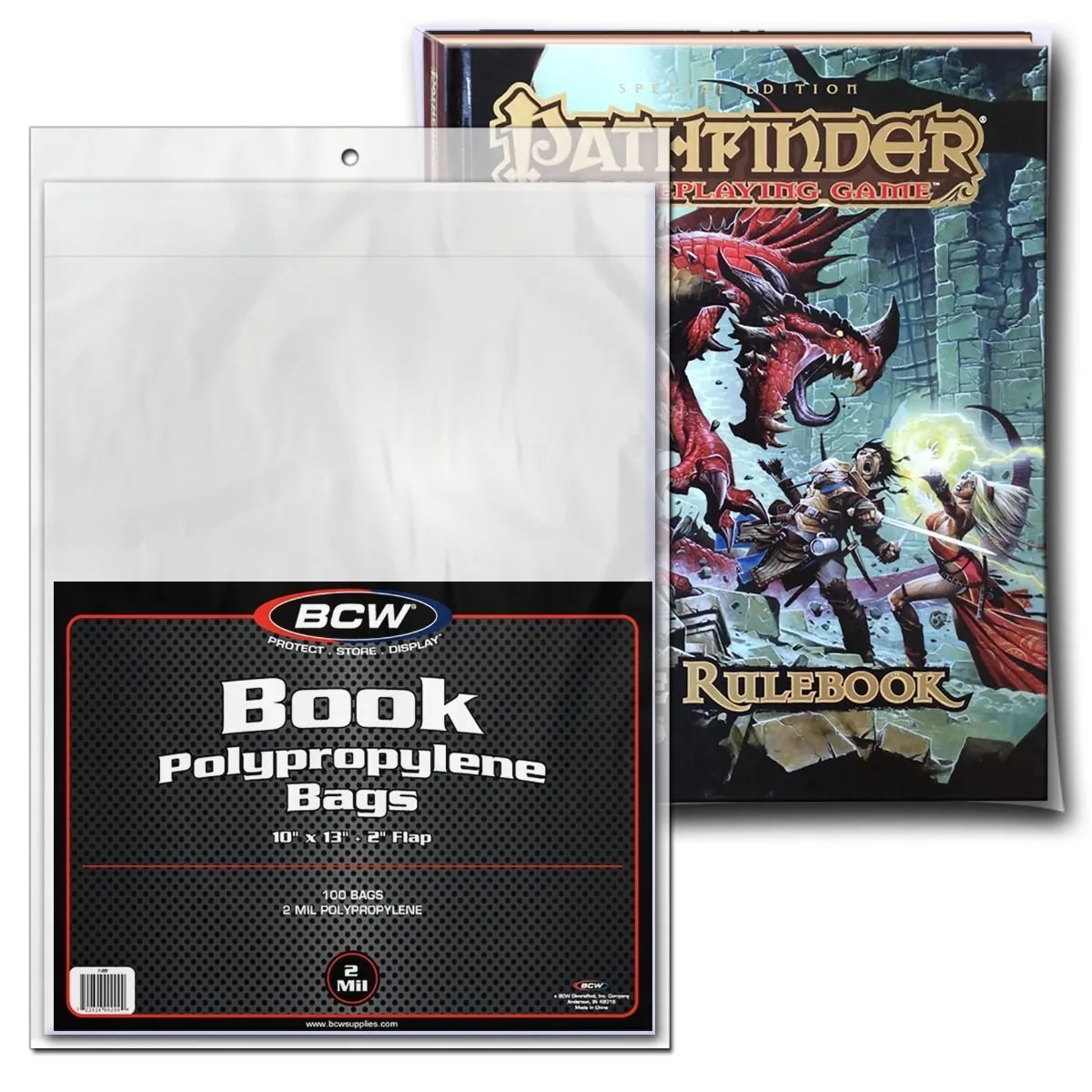 BCW Book Storage Bags, 10" x 13", Acid-Free, Safe Storage, 100 Bags