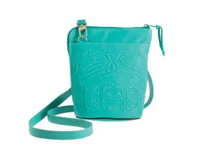 Bear Box Compact Crossbody Bag Deerskin Turqoise