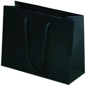 Black Matte Rope Handle Euro-Tote Shopping Bags - 9.0 x 3.5 x 7.0