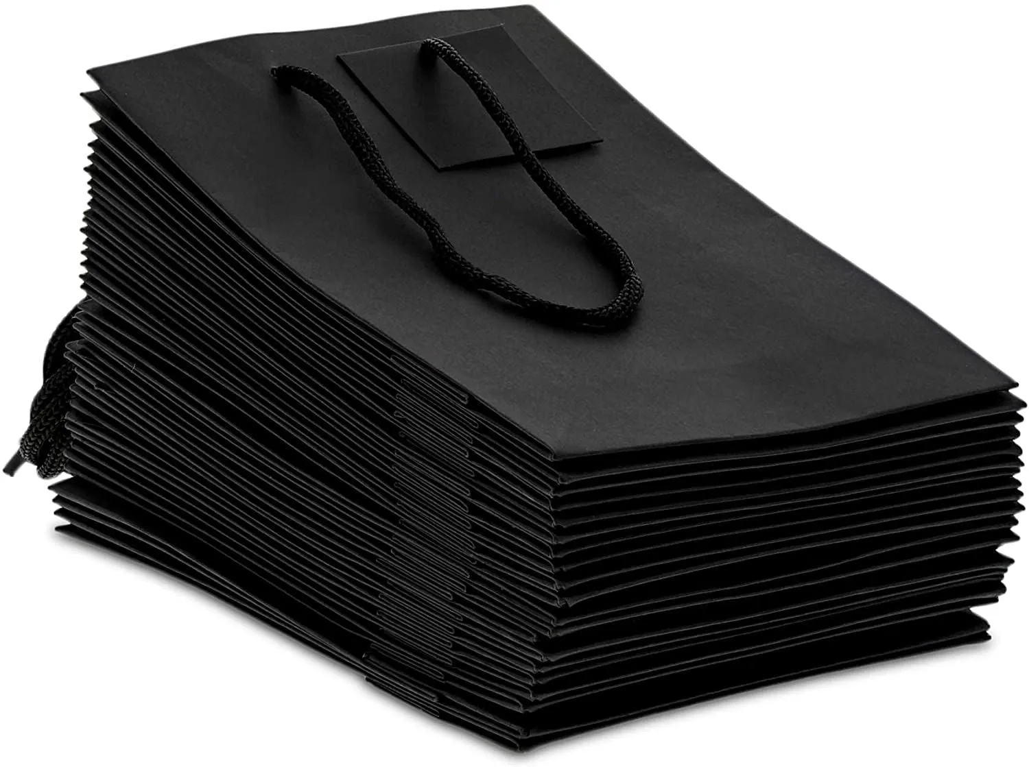 Black Paper Gift Bags with Handles, Tags, Tissue Paper (8 x 5.5 In, 20 Pack)