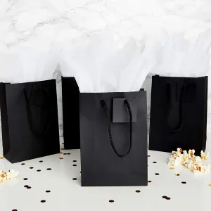 Black Paper Gift Bags with Handles, Tags, Tissue Paper (8 x 5.5 In, 20 Pack)