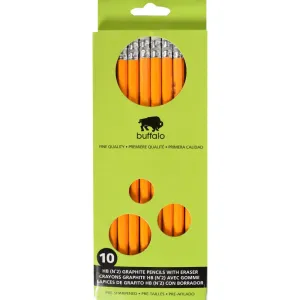 Buffalo HB Pencils with Eraser 10pk