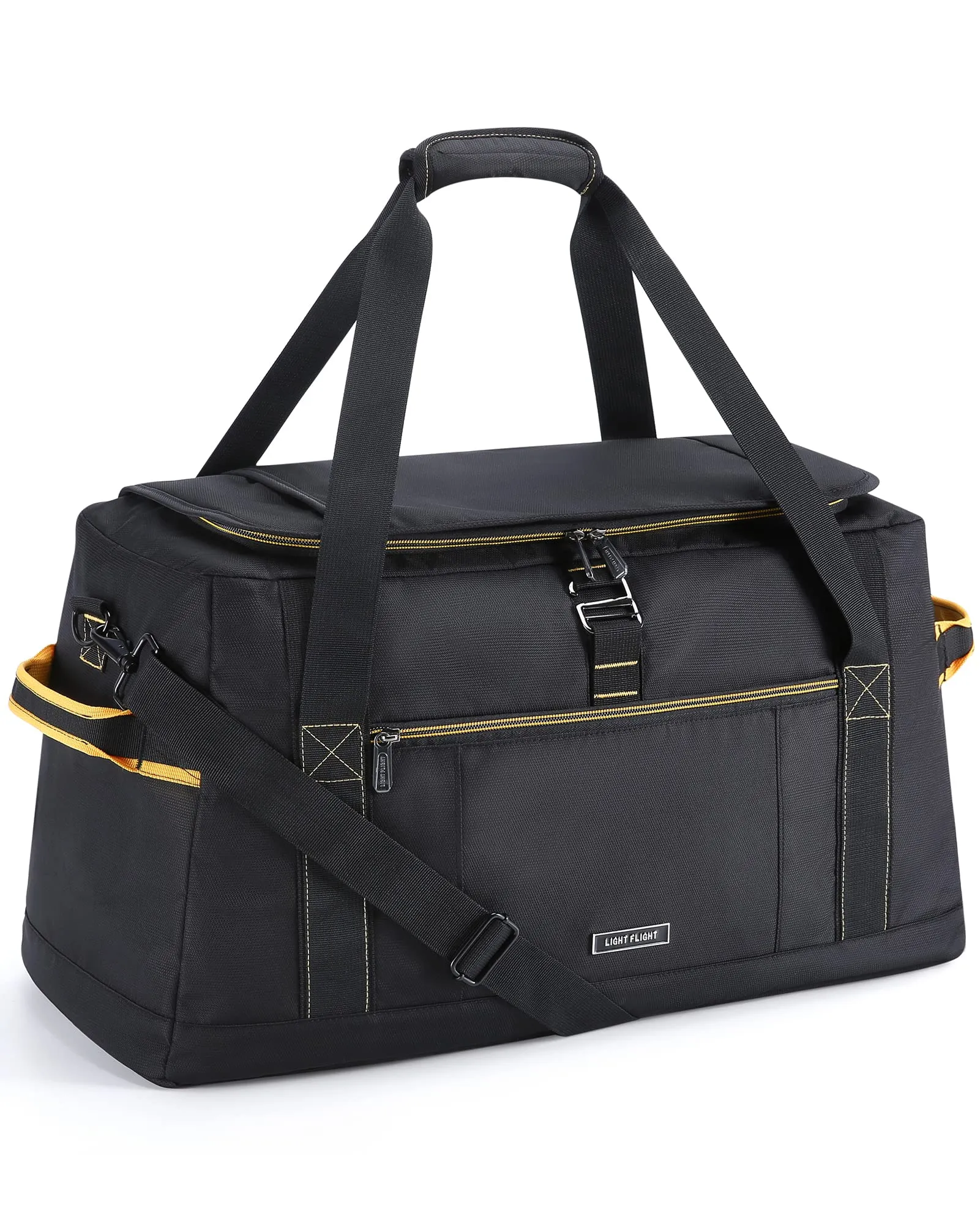Carry on Bag, LIGHT FLIGHT 54L Large Travel Duffel Bags, Wide Open Weekender Overnight Bag, Heavy Duty Duffle Bag with Backpack Straps, Wet Pocket-Black