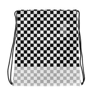 Check Drawstring bag-Black