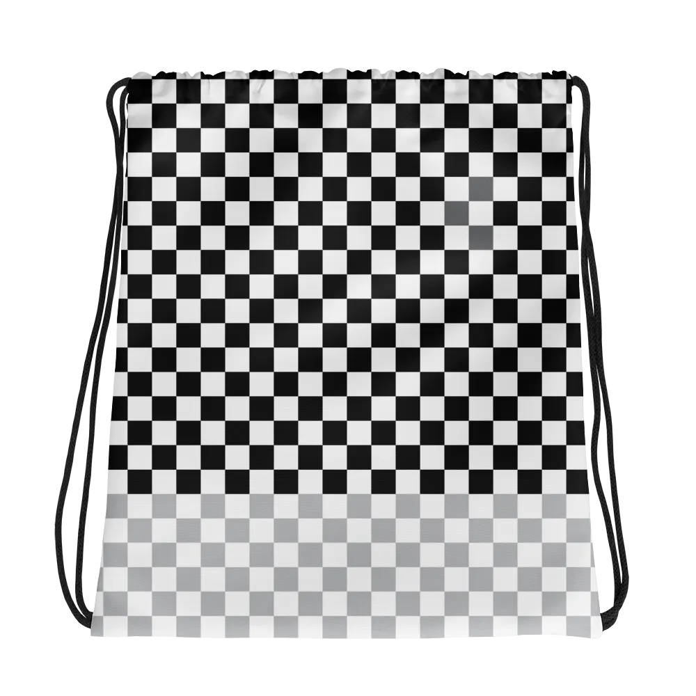Check Drawstring bag-Black