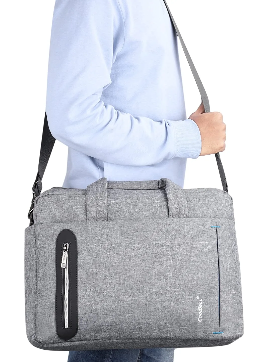 CoolBELL Lightweight Slim Nylon Unisex 15.6 inch Laptop Notebook MacBook Messenger Bag (Grey)