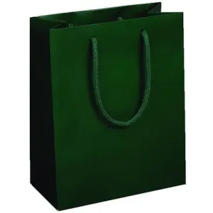Dark Green Matte Rope Handle Euro-Tote Shopping Bags - 8.0 x 4.0 x 10.0