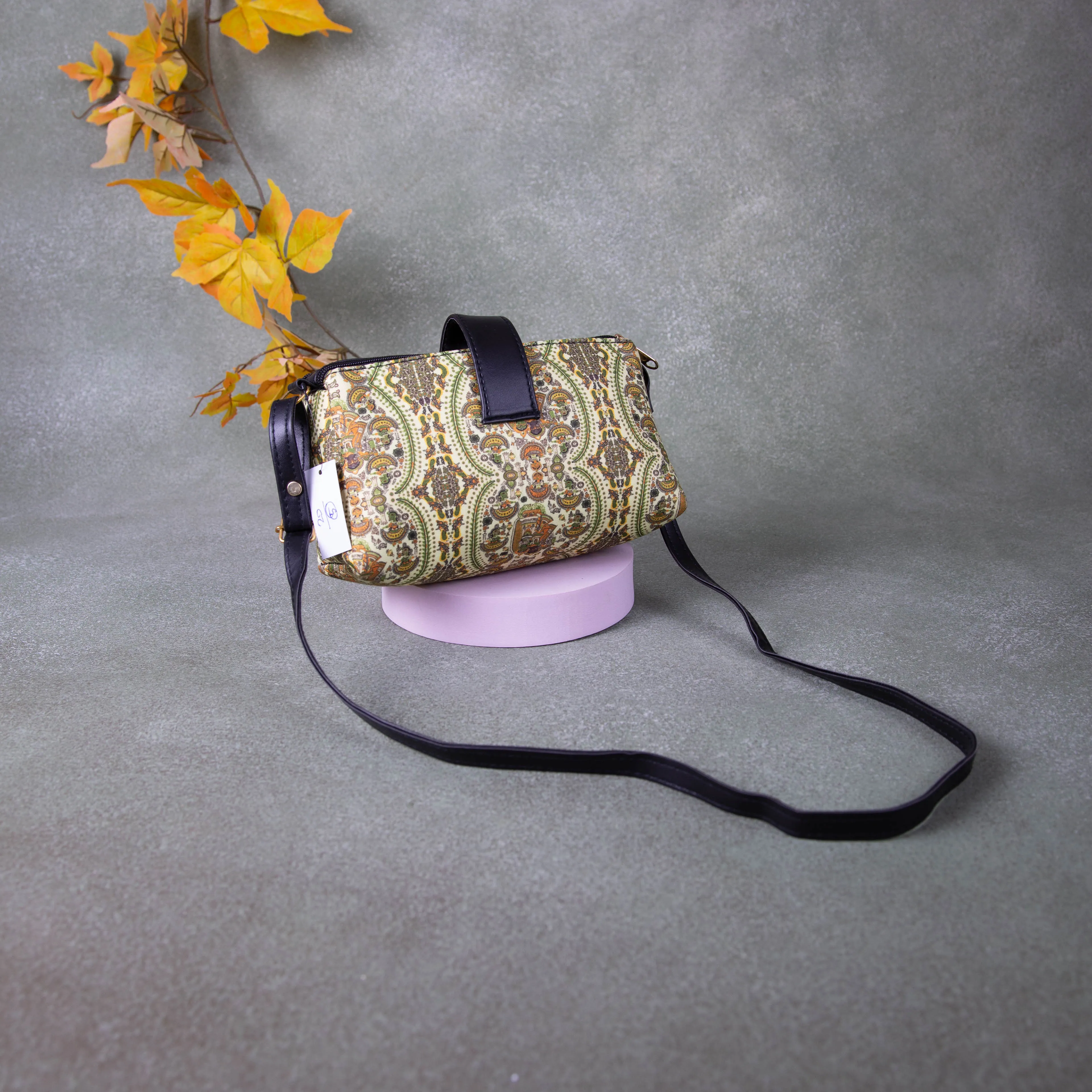 Easy Slings White with Green Kalamkari Design- (Double partition)
