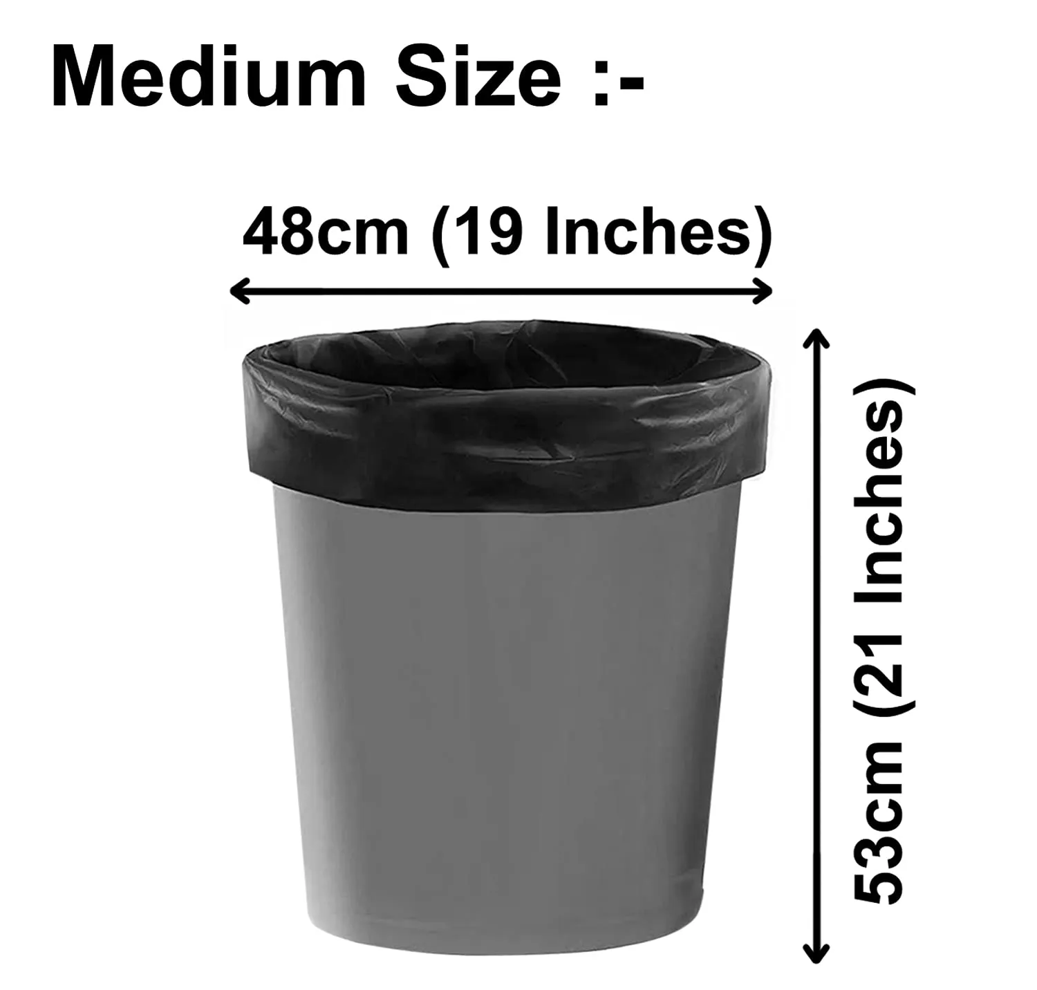 Heart Home Medium 120 Biodegradable Garbage Bags, Dustbin Bags, Trash Bags For Kitchen, Office, Warehouse, Pantry or Washroom, 19x21 Inches (Black)-HS41HEARTHH24026