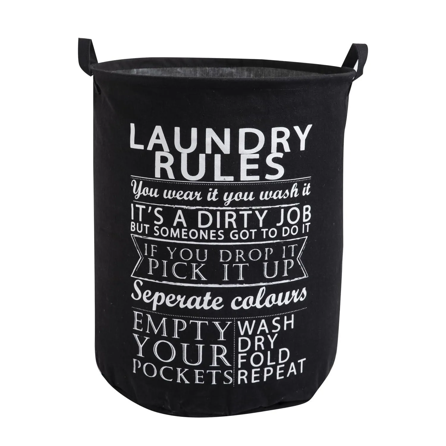HOKIPO Folding Laundry Clothes Storage Basket - Large 63 Ltr, Black