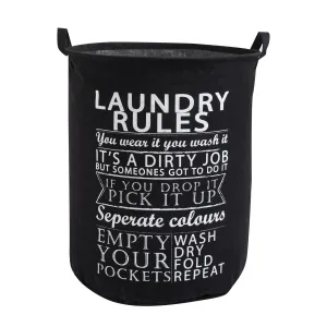 HOKIPO Folding Laundry Clothes Storage Basket - Large 63 Ltr, Black