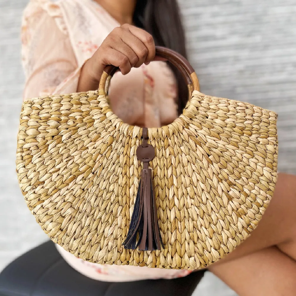 IMARS Stylish Handbag Brown For Women & Girls (Basket Bag) Made With Kuana Grass