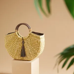 IMARS Stylish Handbag Brown For Women & Girls (Basket Bag) Made With Kuana Grass
