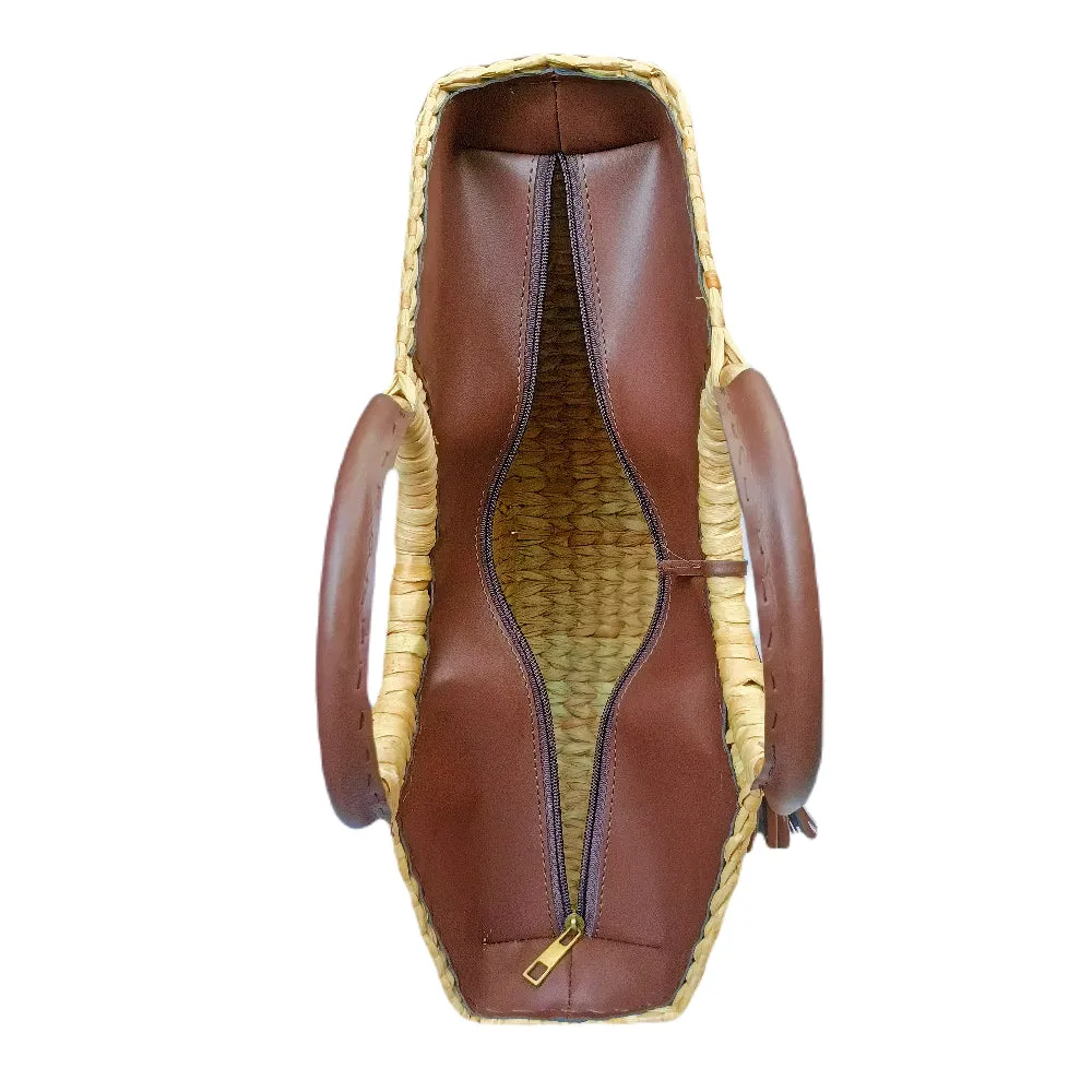 IMARS Stylish Handbag Brown For Women & Girls (Basket Bag) Made With Kuana Grass