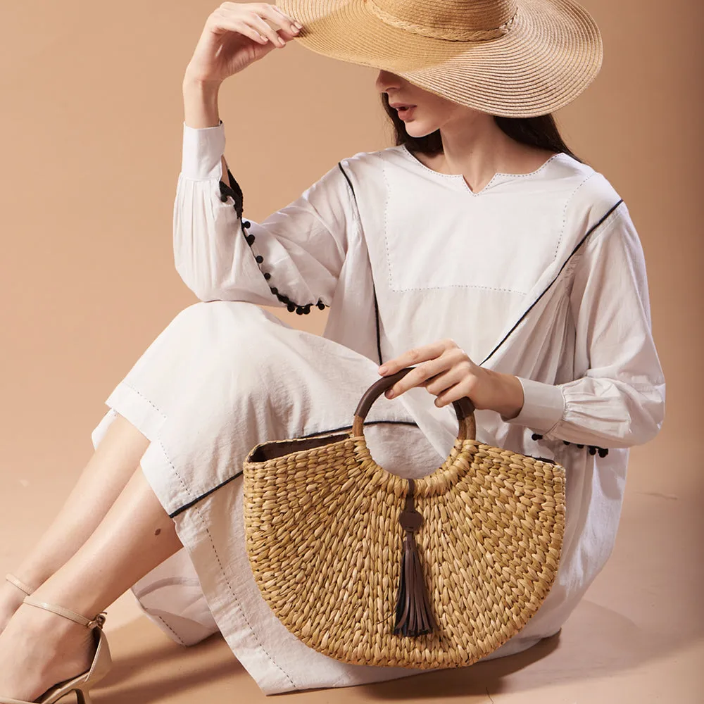 IMARS Stylish Handbag Brown For Women & Girls (Basket Bag) Made With Kuana Grass
