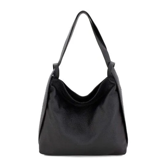 Italian Leather High Quality Large Leather Convertible Backpack -Ultimati  Black