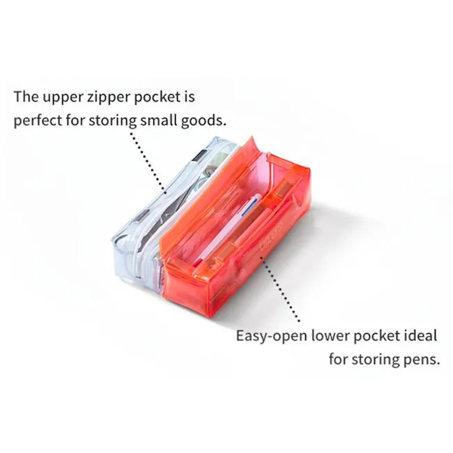King Jim CHEERS! Twin Pencil Case - Red & Clear