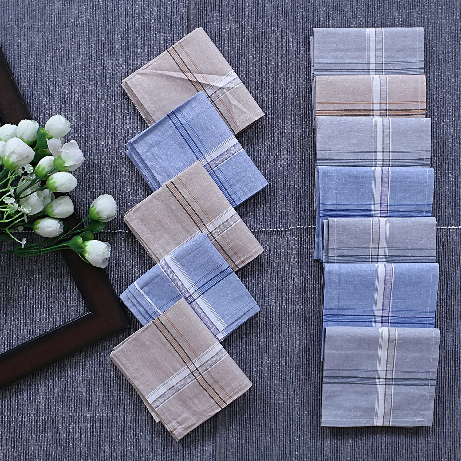 Kuber Industries Handkerchiefs|Sweat Absorbent Light Colored Soft Cotton Square Hankies for Man,Boys & Wicking Sweat from Hands,Face,Set of 12 (Multicolor)