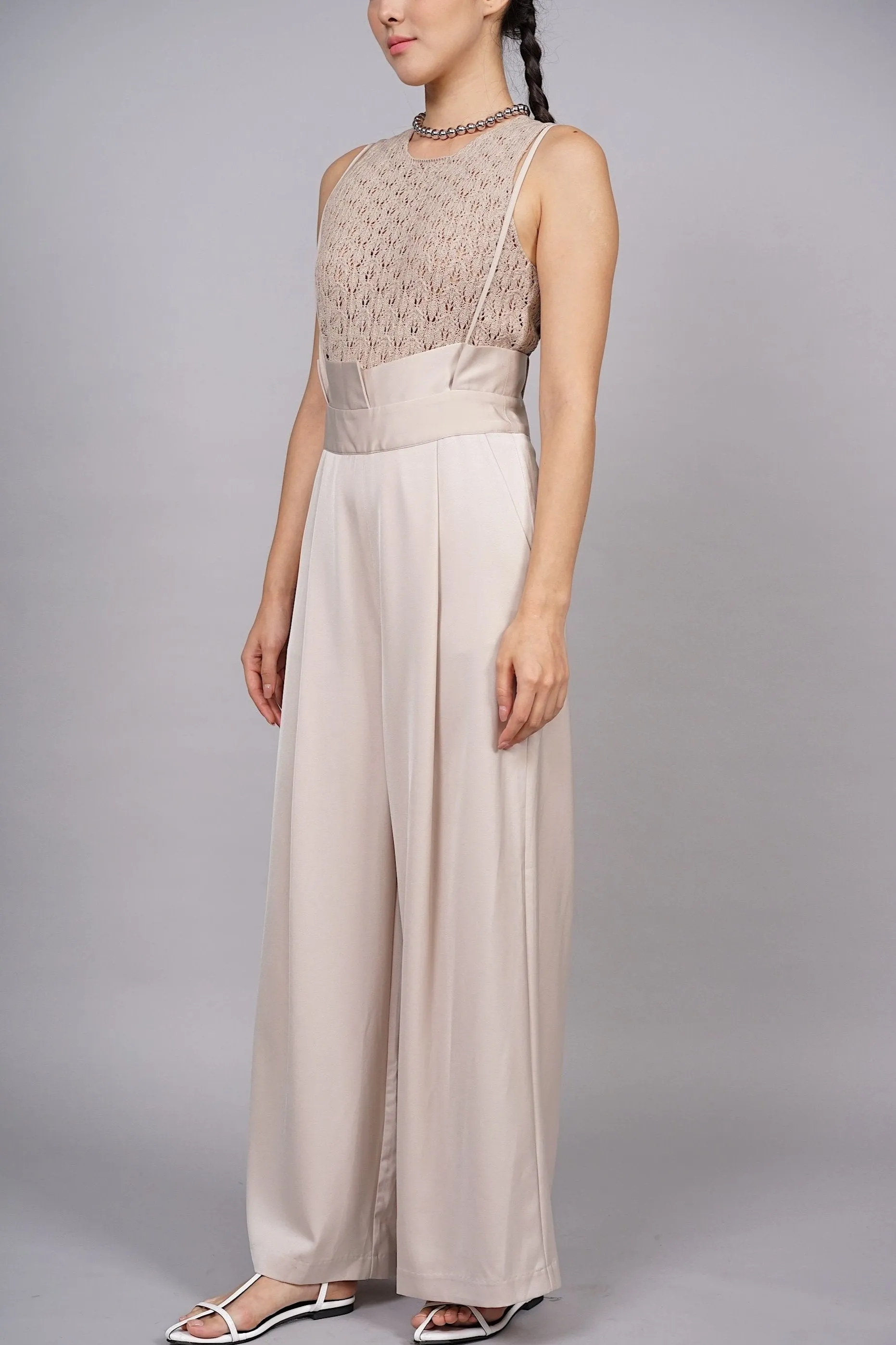Macrame Knit Tank Top in Desert Sand
