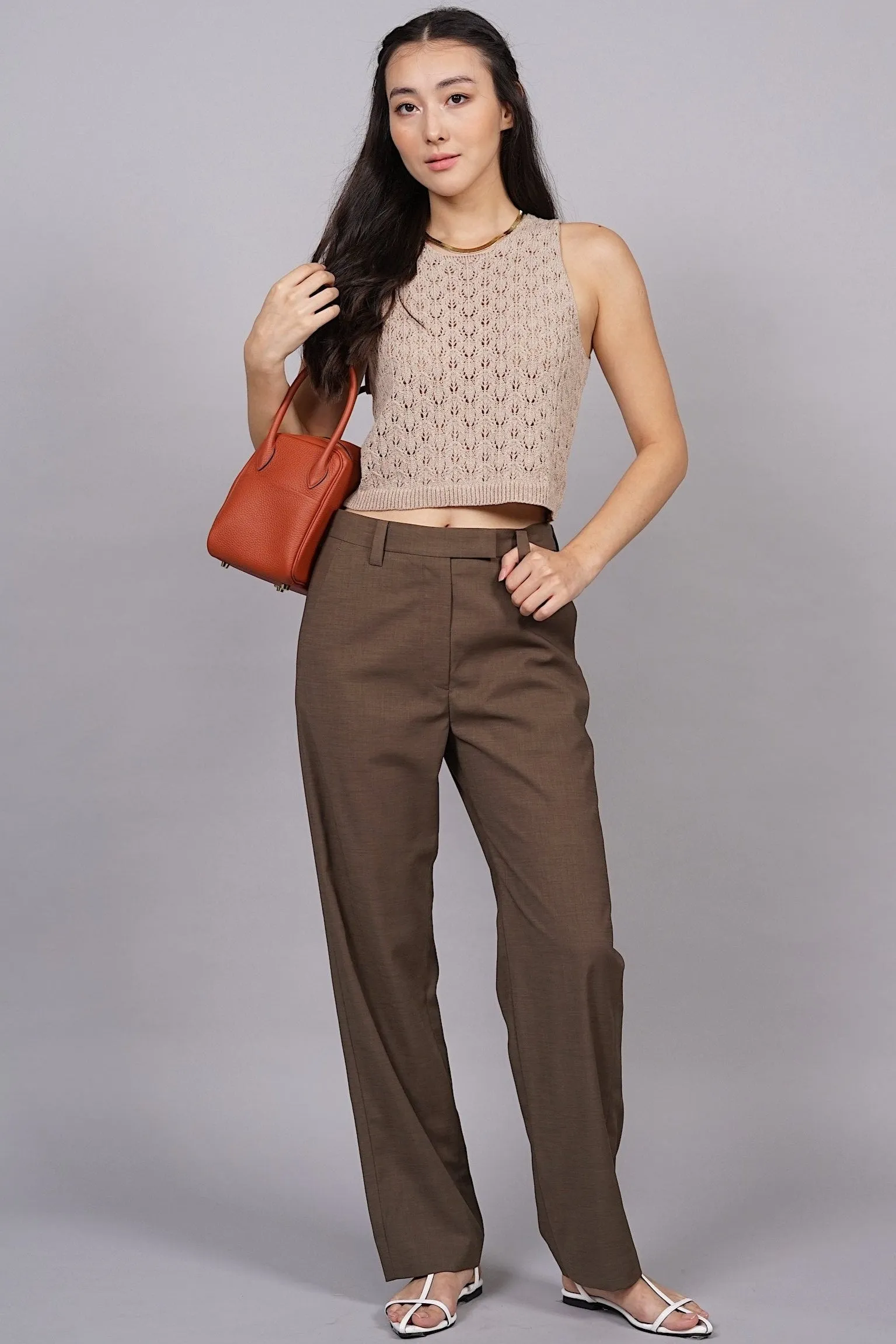 Macrame Knit Tank Top in Desert Sand