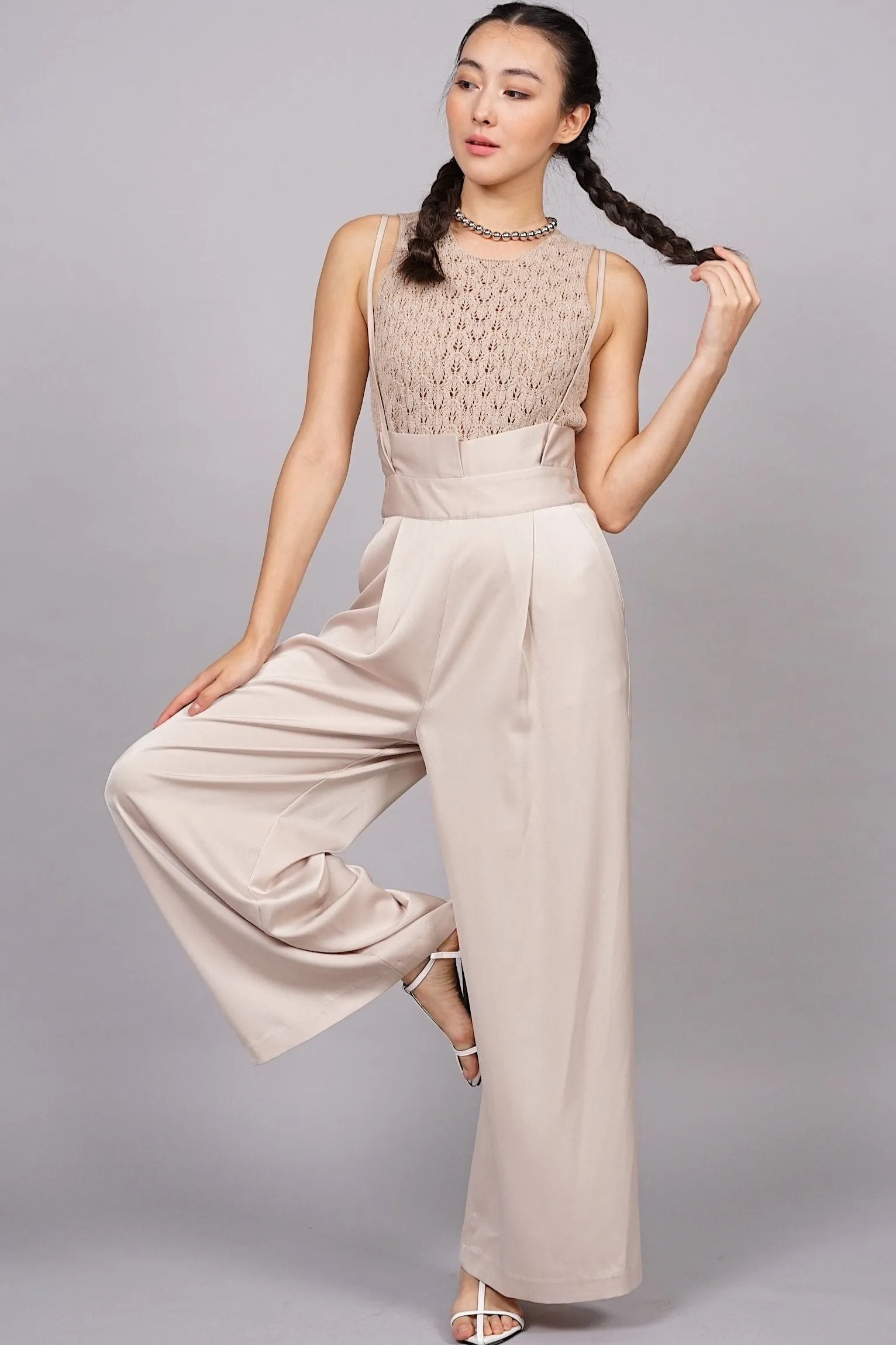 Macrame Knit Tank Top in Desert Sand