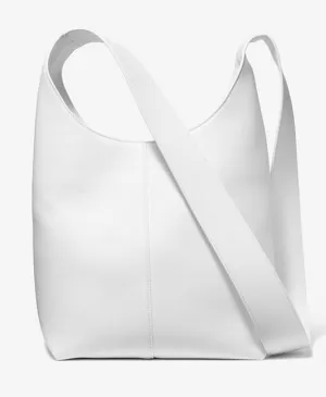 Michael Kors Dede Medium Leather Hobo Bag, white