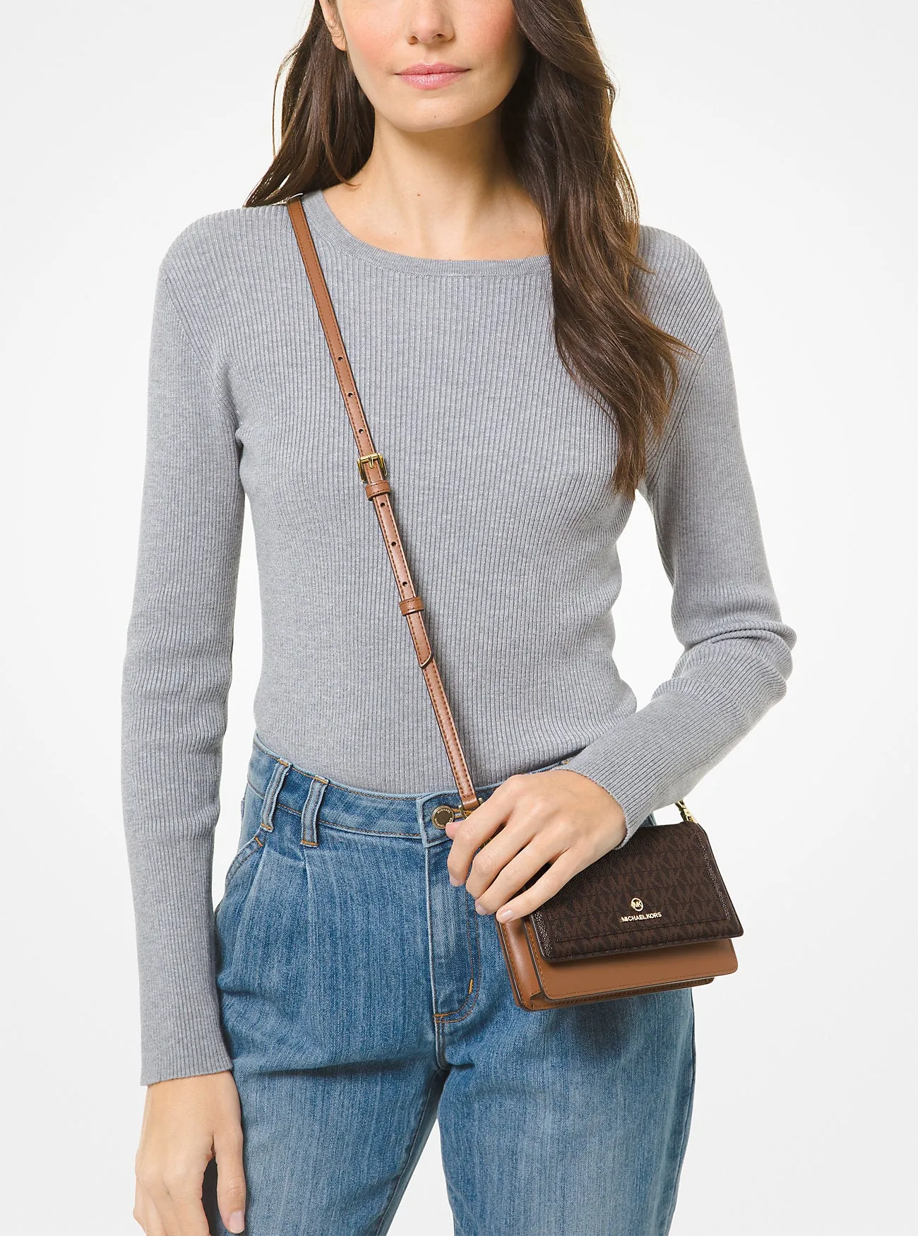 Michael Kors Jet Set Logo Small Convertible Smartphone Crossbody Bag
