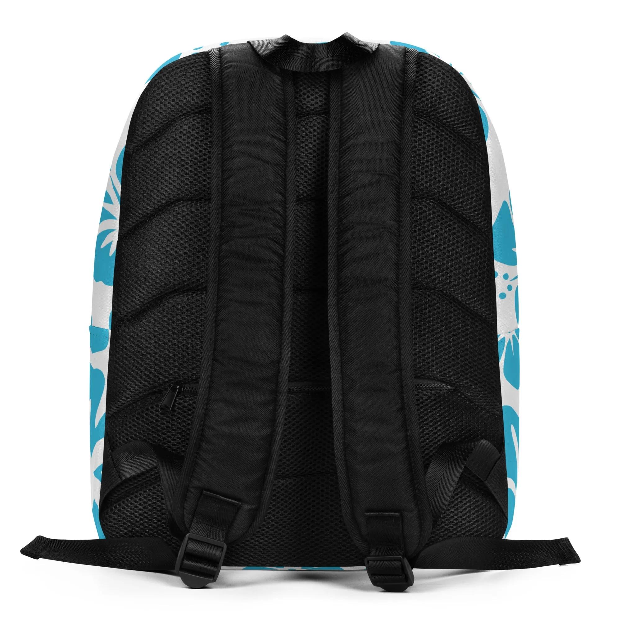 Navy Blue and Aqua Blue Hawaiian Print Backpack