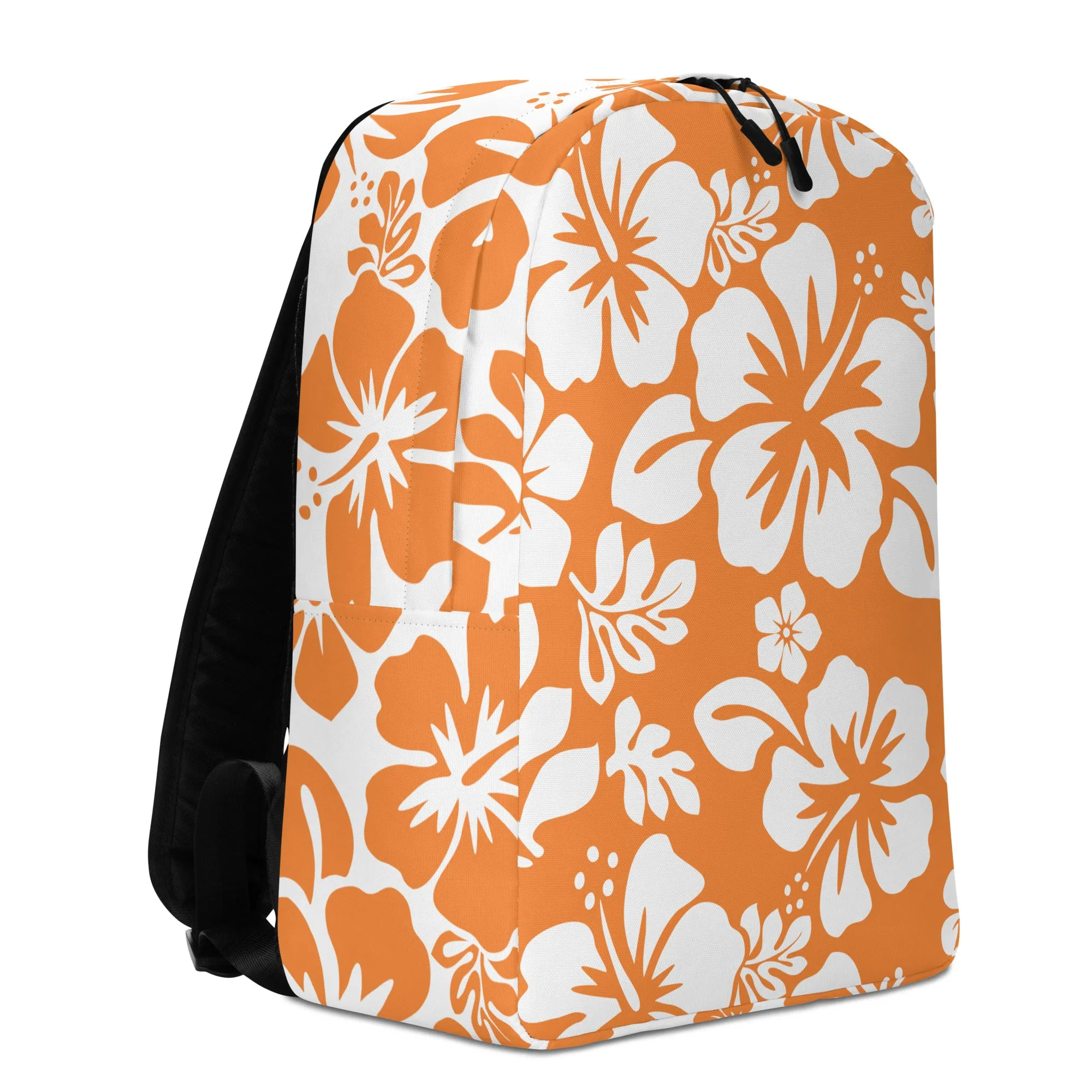 Orange and White Hawaiian Print Backpack