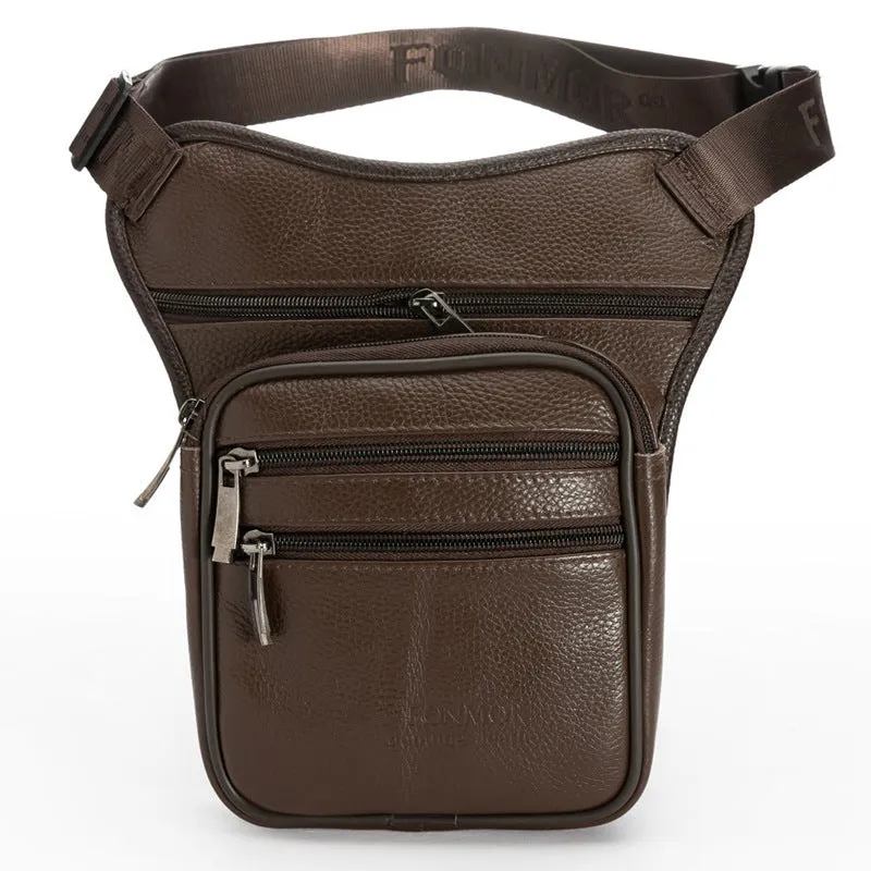 Outdoor Sports First Layer Cowhide Retro Cycling Bag