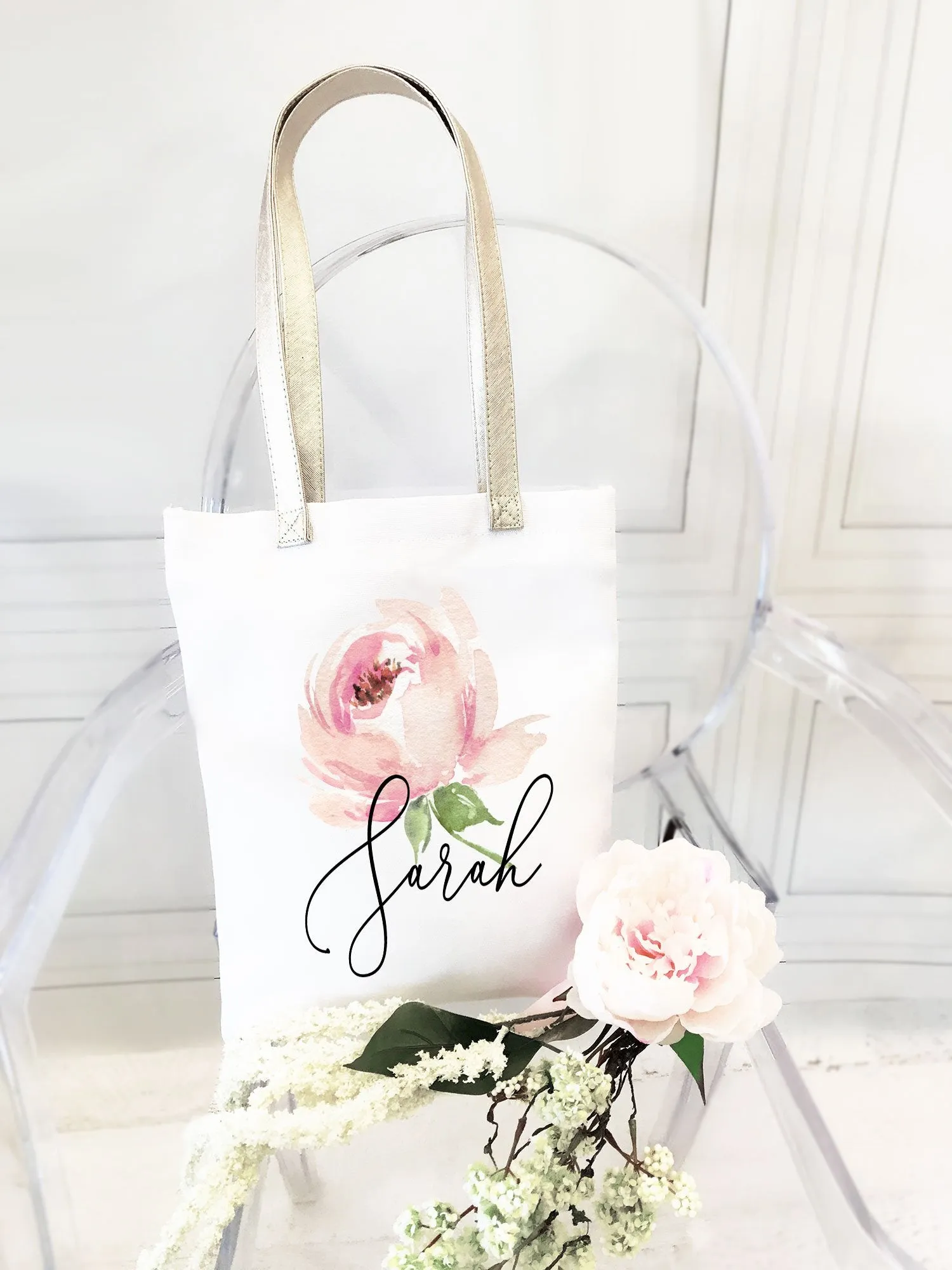 Personalized Spring Rose Tote
