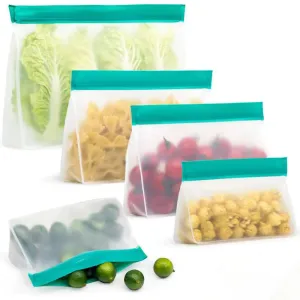 PEVA Food Storage Bag Upgrade Leakproof Top Stand Up Reusable Freezer Sandwich Ziplock Silicone Bag Food Preservation