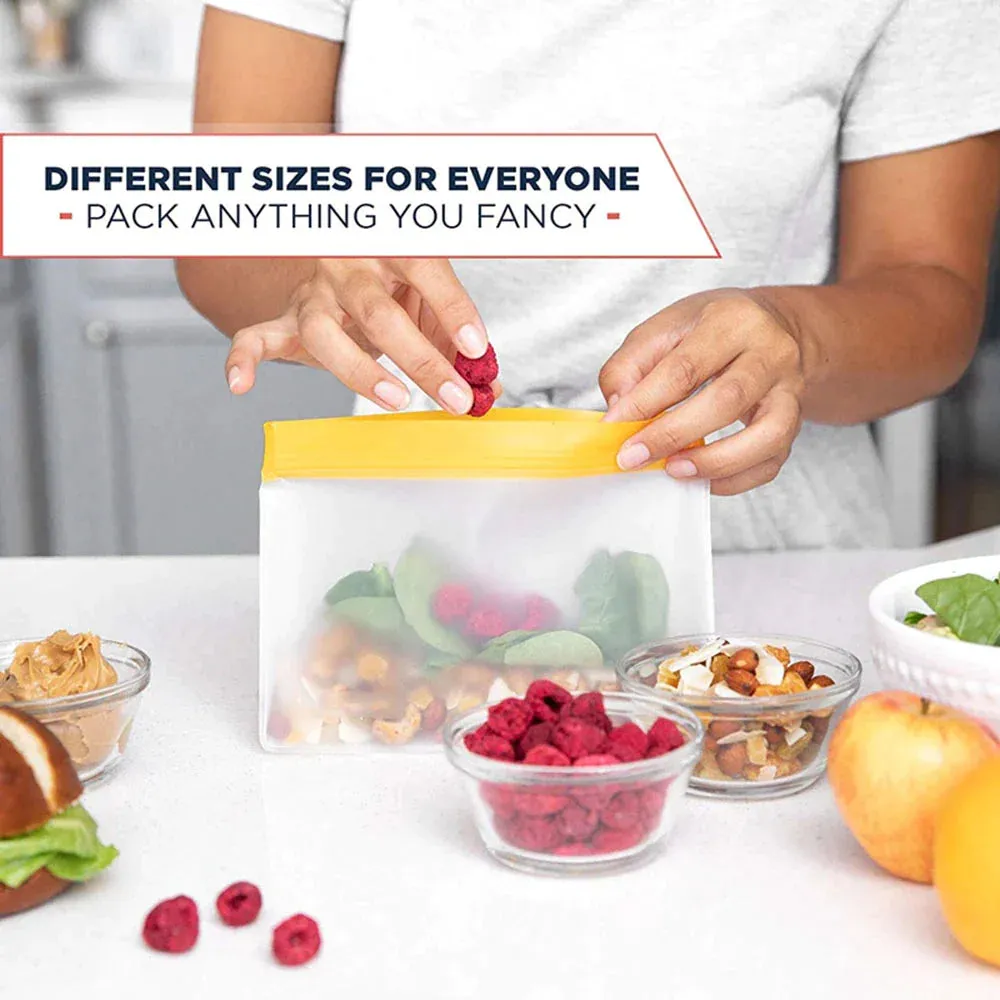 PEVA Food Storage Bag Upgrade Leakproof Top Stand Up Reusable Freezer Sandwich Ziplock Silicone Bag Food Preservation