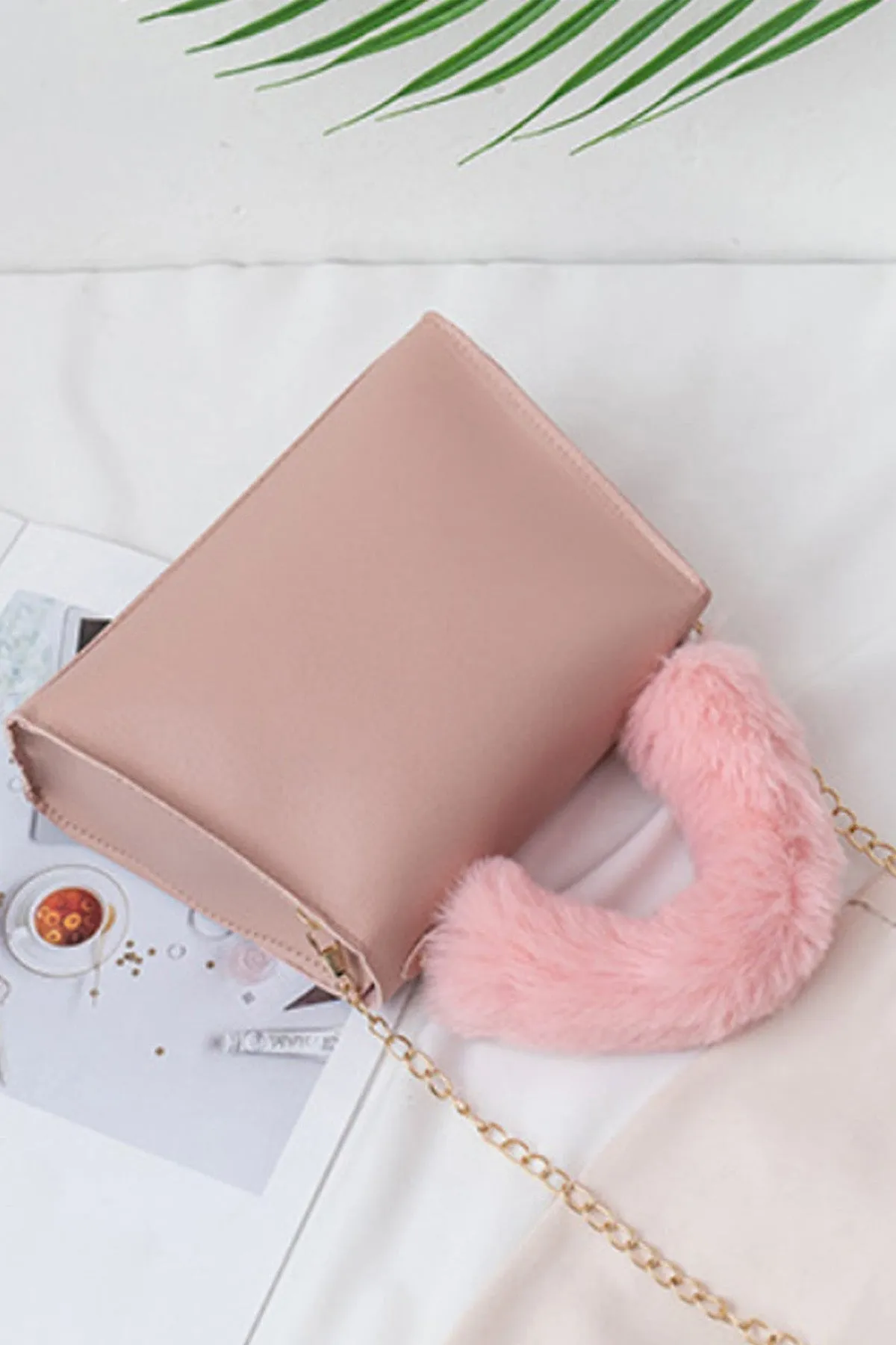 Pink Plush Handle Bag - A23 - WHB0050
