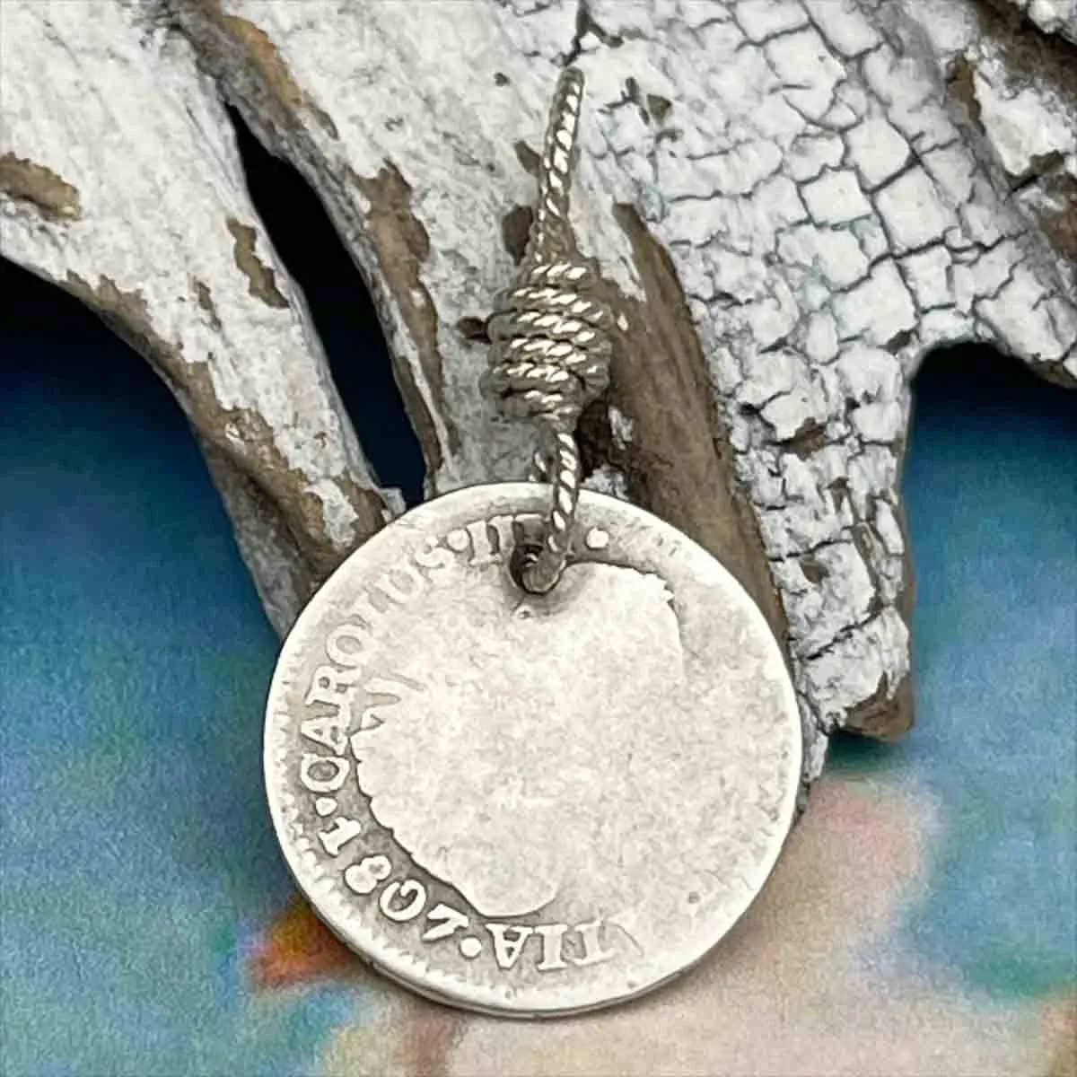 Pirate Chic Silver Half Reale Spanish Portrait Dollar Dated 1807 - the Legendary "Piece of Eight" Pendant | Artifact #8834
