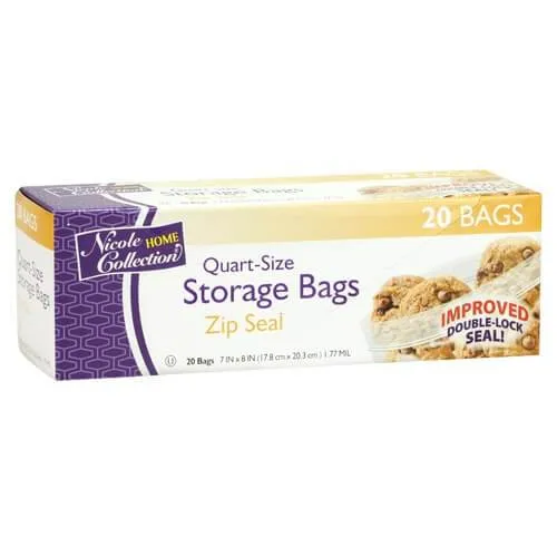 Premium Heavy Weight Plastic Zip Seal Storage Bags<br/>Size Options: 1qt Storage Bag