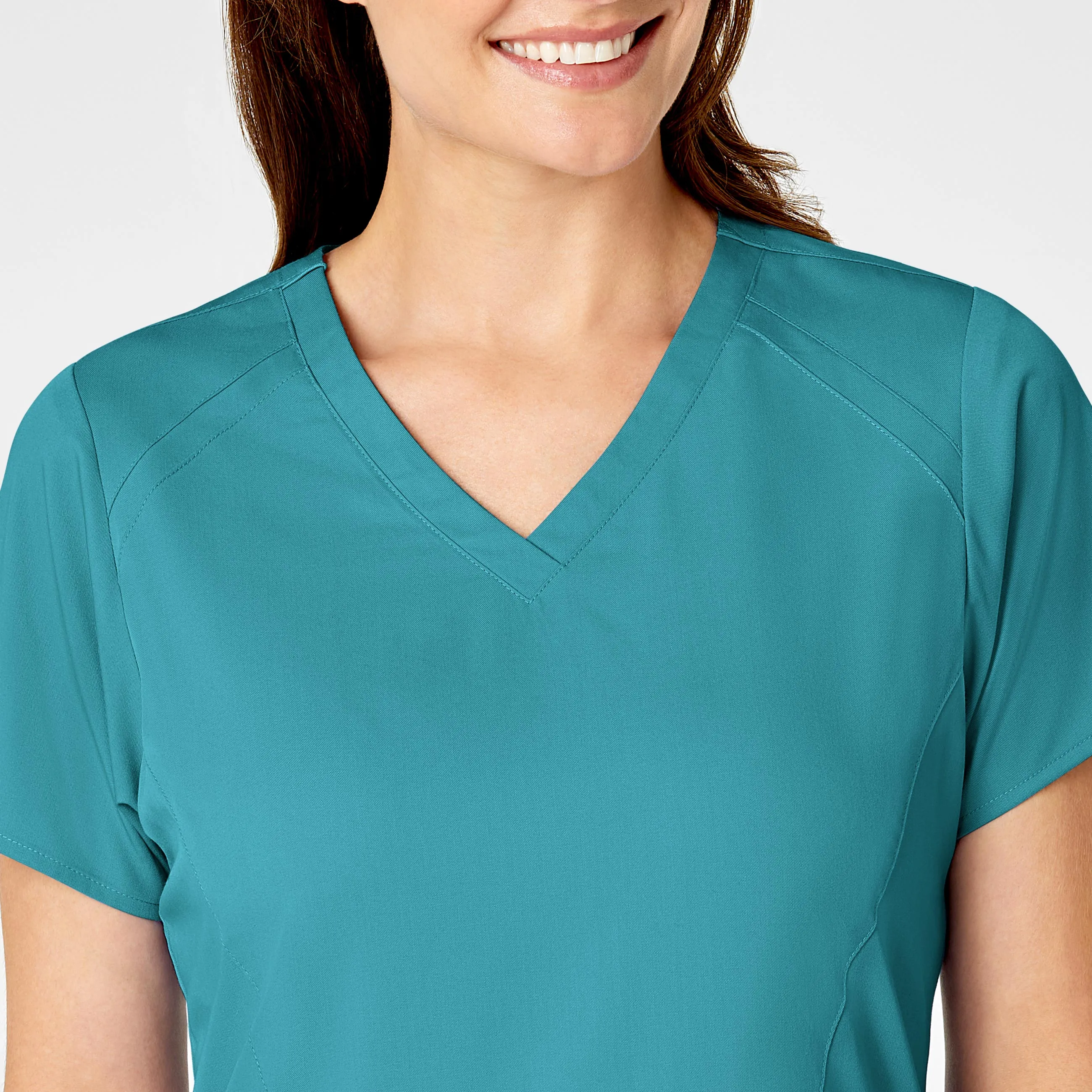 PRO Women's Four Pocket V-Neck Scrub Top - Teal Blue