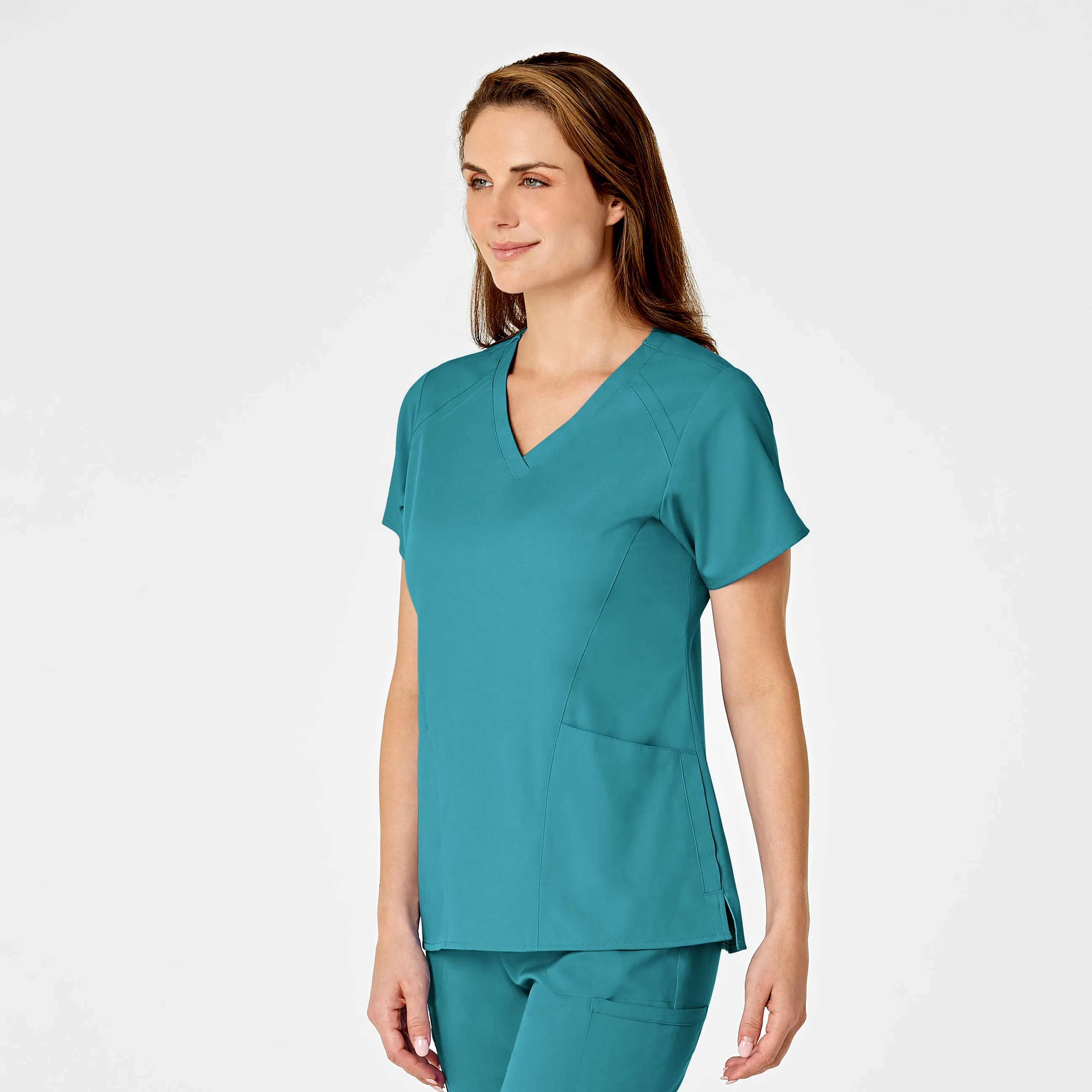 PRO Women's Four Pocket V-Neck Scrub Top - Teal Blue